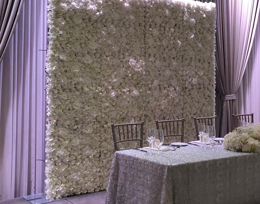 white flower wall toronto fall wedding