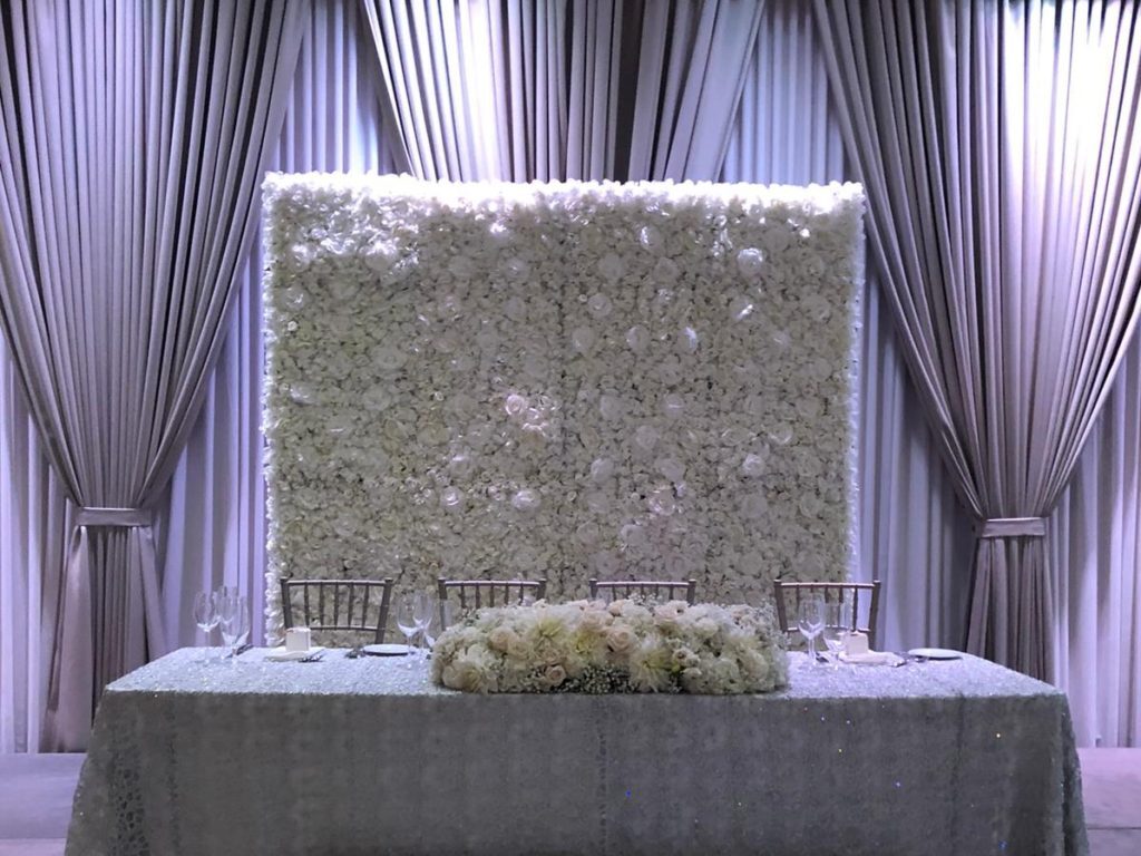 White Flower Wall & Table - Toronto Wedding Vow Renewal