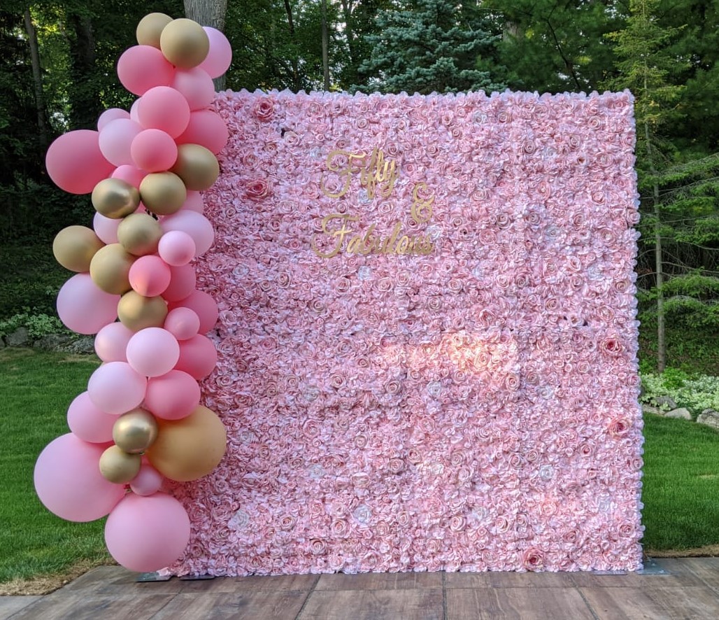 Pink Flower Wall - Toronto Flower Walls Gender Reveal Décor
