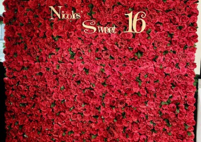 Cobourg red flower wall rental