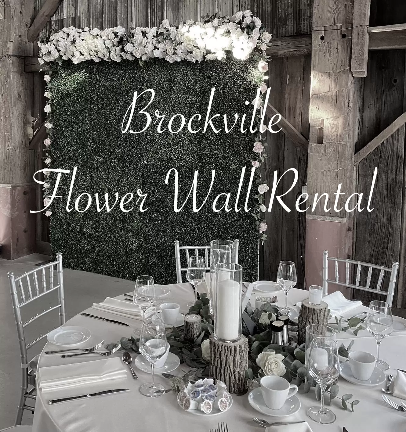 green-box-wood-floral-wall 2 Brockville flower wall rental