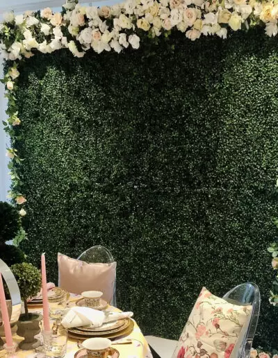 green flower wall rental
