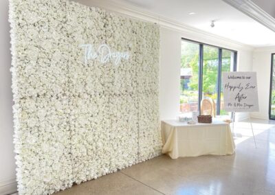 white flower wall rental