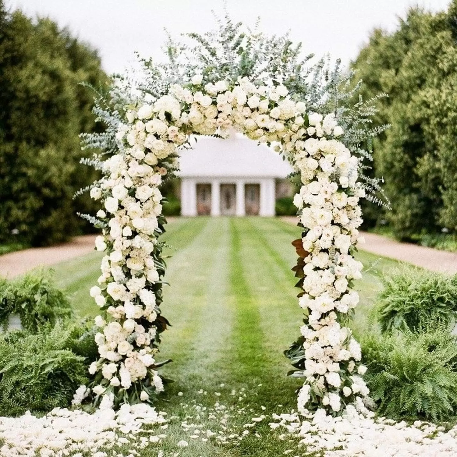 White Champagne Flower Archway Rental