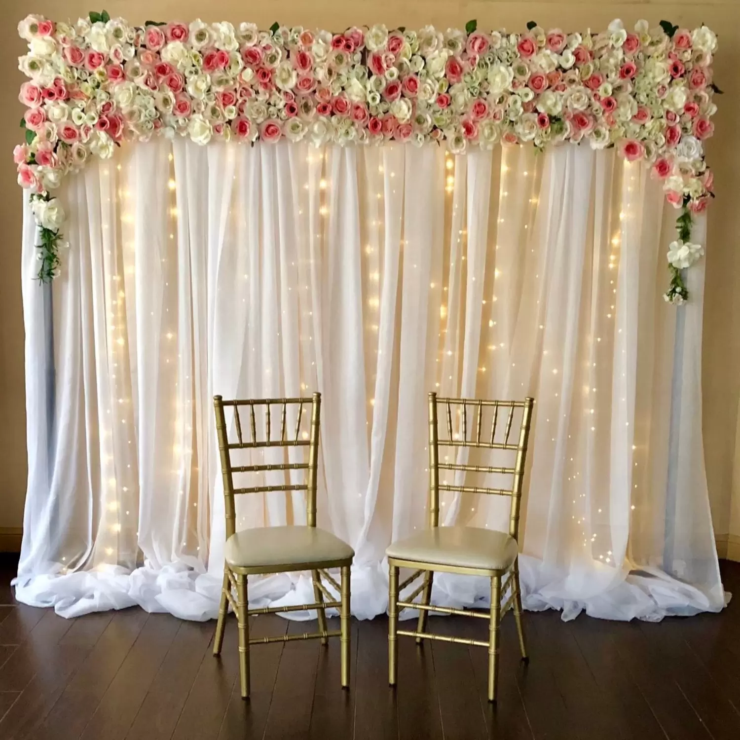 White Drape Enchantment Flower Wall Rental