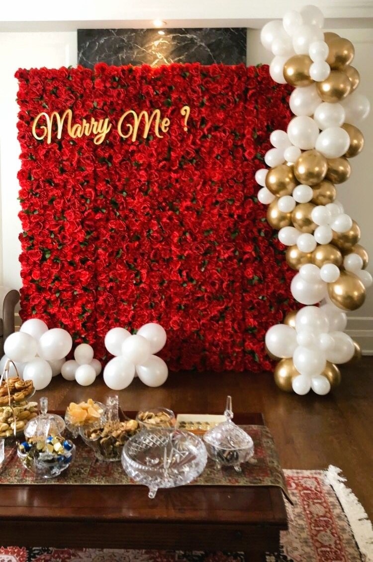 Red Oakville Rose Flower Wall for Bridal Showers