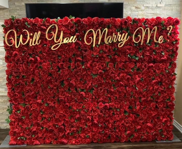Red Oakville Rose Flower Wall for Bridal Showers