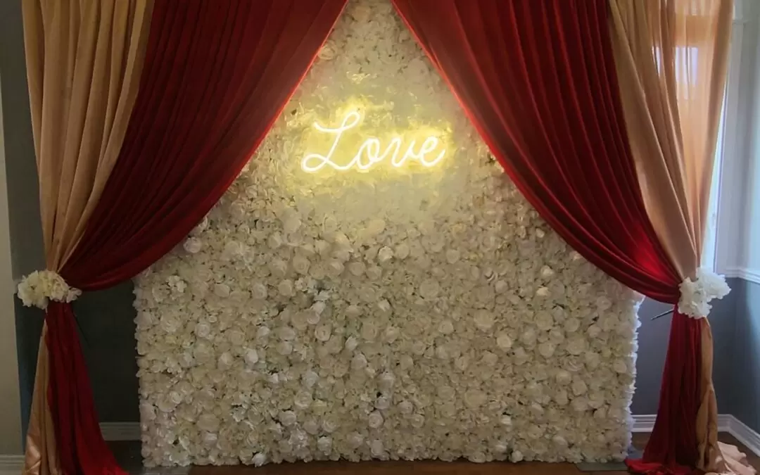 Burlington White Champagne Flower Wall for Bridal Showers