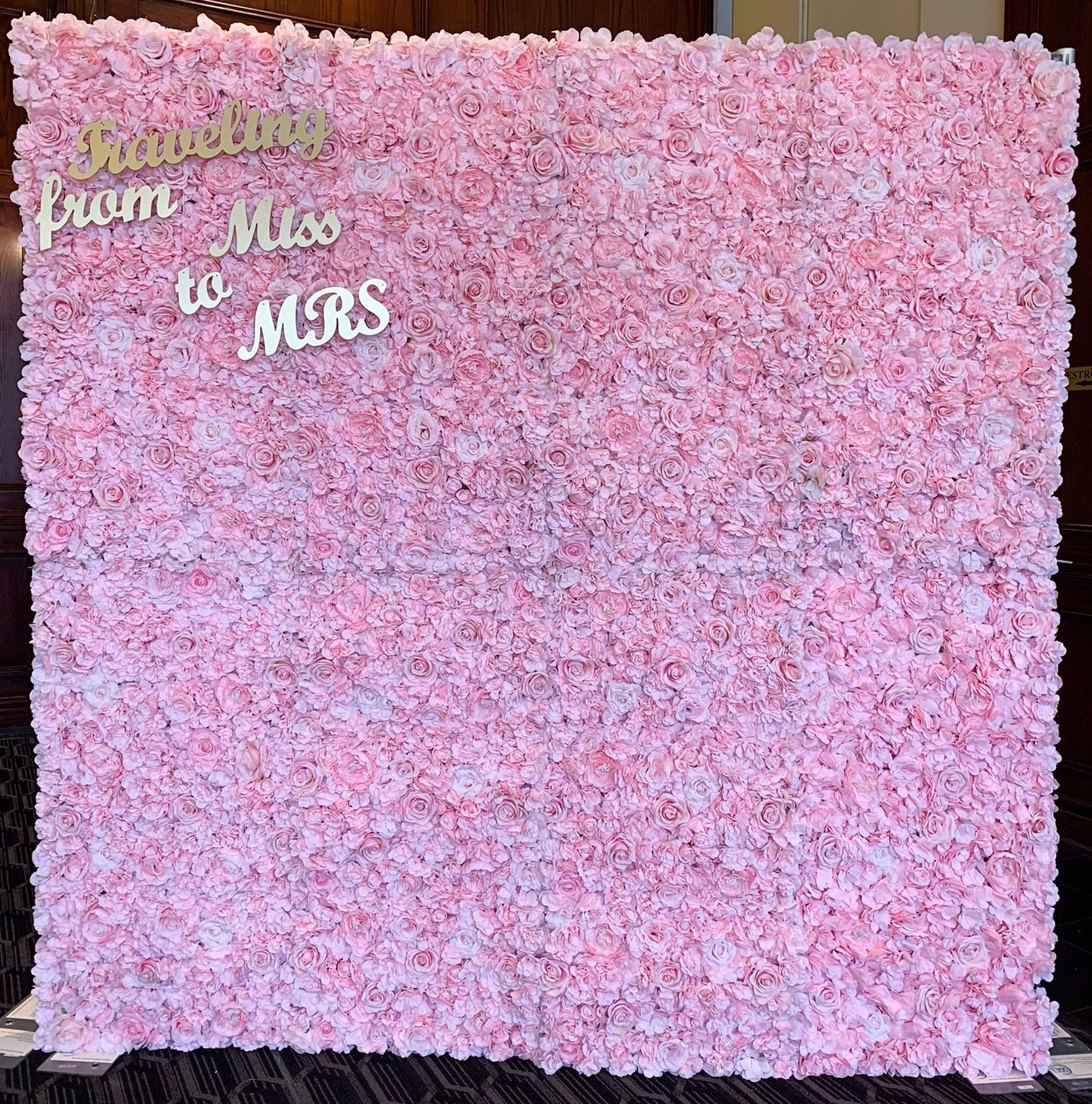 Rent Burlington Pink Blush Flower Wall for Bridal Showers