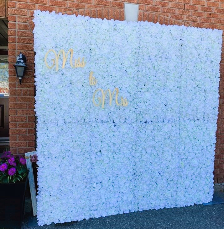 Burlington White Champagne Flower Wall for Bridal Showers