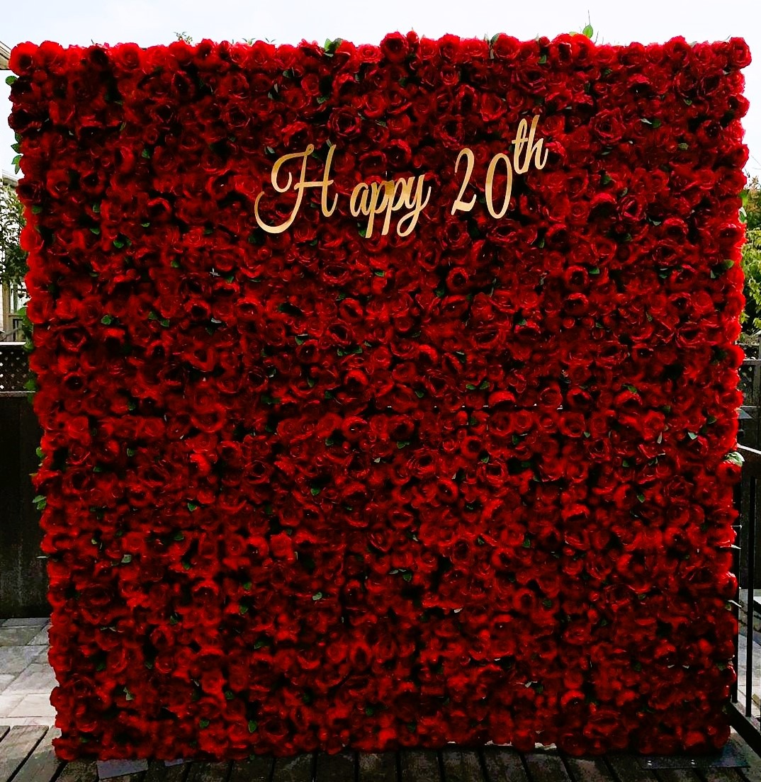 Red Rose Flower Wall in Innisfil for Birthday Parties