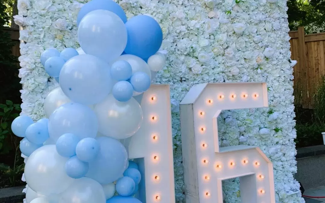 Newmarket White Champagne Flower Wall for Birthday Parties
