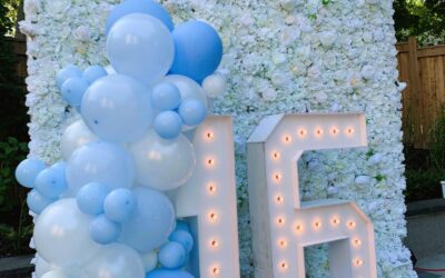 Newmarket White Champagne Flower Wall for Birthday Parties