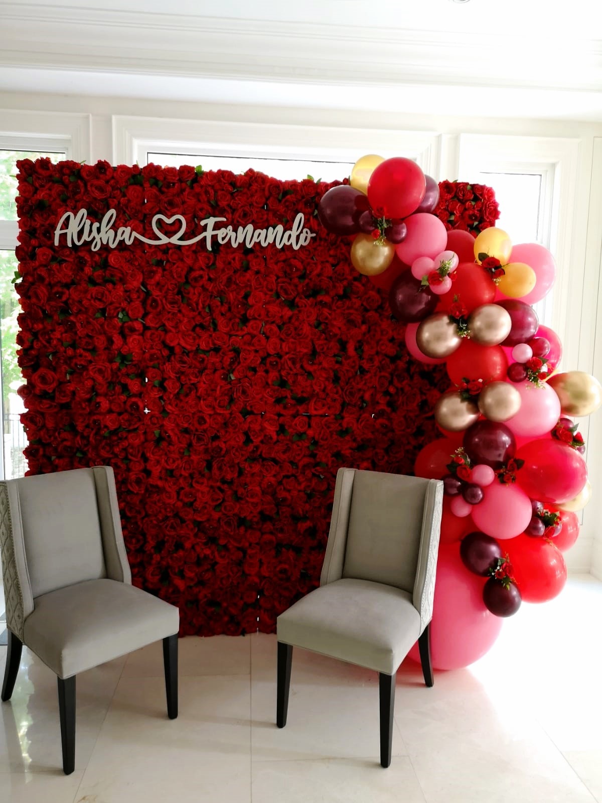 Why Rent Bracebridge Red Rose Flower Wall Backdrop